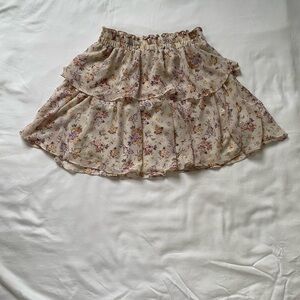 Vici Floral Skater Skirt in Cream and Purple